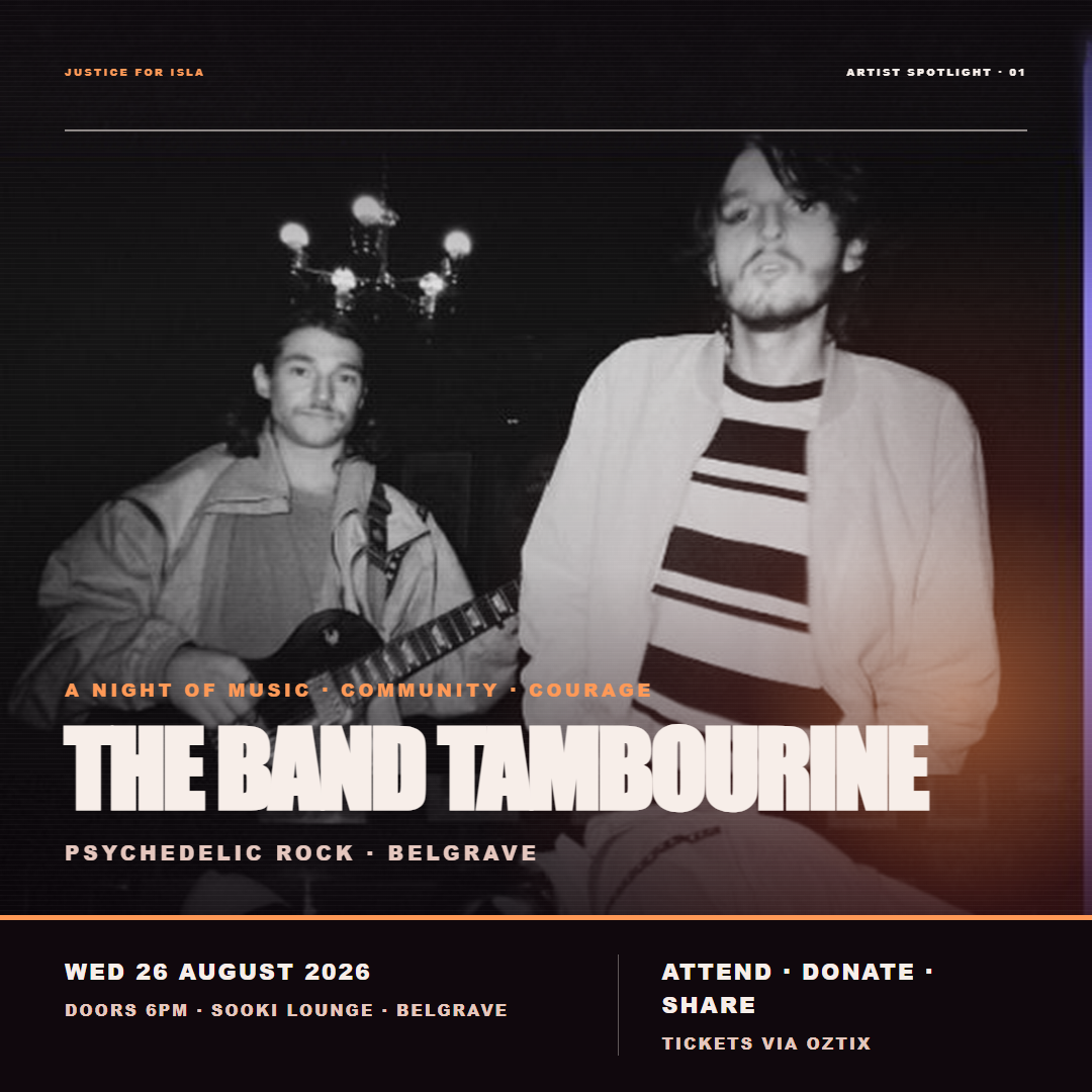 The Band Tambourine Justice for Isla promotional tile