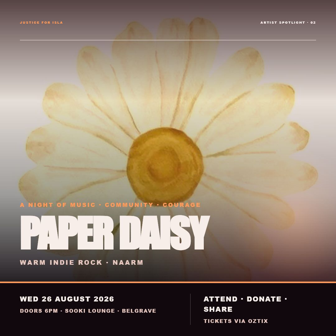 Paper Daisy Justice for Isla promotional tile